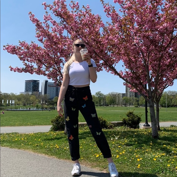 ONE OF A KIND l BLACK BUTTERFLY PATCHED UPCYCLED JEANS | Liz Claiborne - Picture 8 of 8